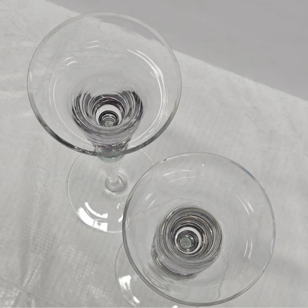 Vintage 90s Block Carnival Crystal Candlestick Holder Set Of 2 Poland 12